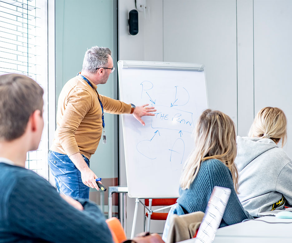 meeting with a whiteboard