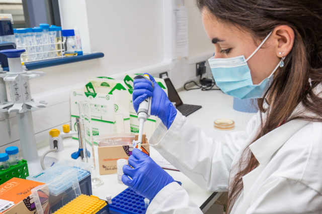 Female lab technician working