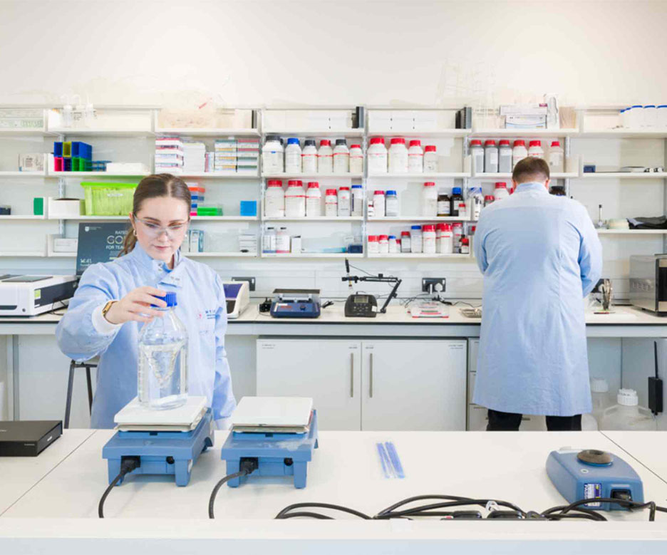 Two people working in the lab